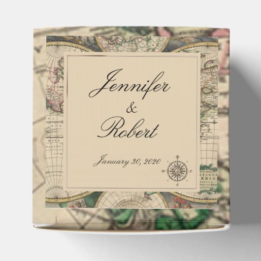 Antiek oude Wereldkaart bruiloft gunst doos Bedankdoosjes (Bovenkant)