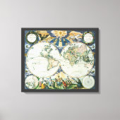 Antiek Oude Wereldkaart door Pieter Goos, 1666 Canvas Afdruk (Voorkant)