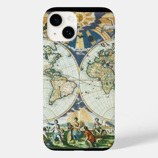 Antiek Oude Wereldkaart door Pieter Goos, 1666 Case-Mate iPhone Case (Achterkant)