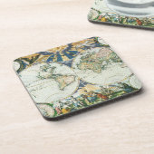 Antiek Oude Wereldkaart door Pieter Goos, 1666 Drankjes Onderzetter (Linkerzijde)