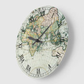  Antiek Oude Wereldkaart door Pieter Goos, 1666 Grote Klok (Hoek)