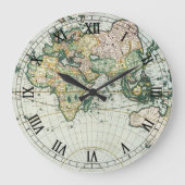  Antiek Oude Wereldkaart door Pieter Goos, 1666 Grote Klok (Voorkant)