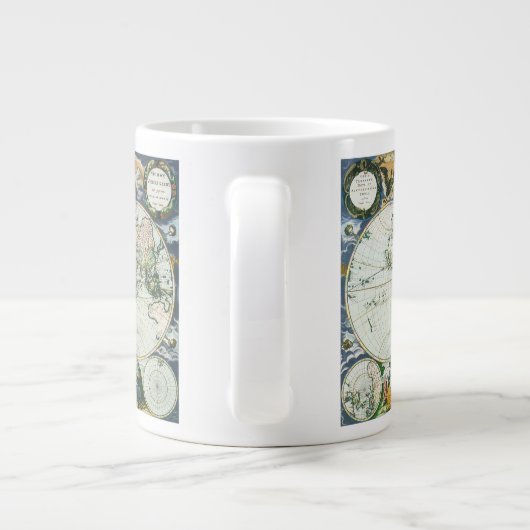  Antiek Oude Wereldkaart door Pieter Goos, 1666 Grote Koffiekop (Achterkant)