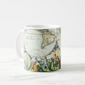  Antiek Oude Wereldkaart door Pieter Goos, 1666 Koffiemok (Voorkant links)