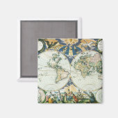  Antiek Oude Wereldkaart door Pieter Goos, 1666 Magneet (Voorkant / Achterkant)
