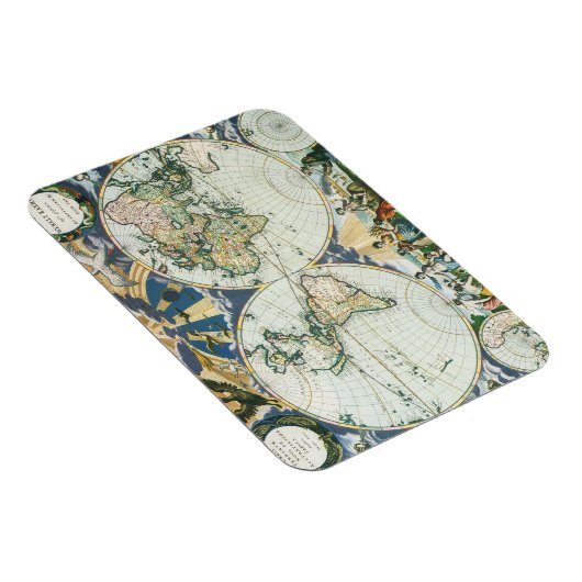  Antiek Oude Wereldkaart door Pieter Goos, 1666 Magneet (Rechterzijde)