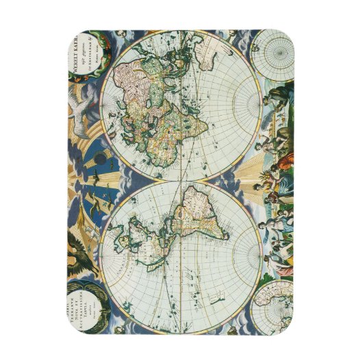  Antiek Oude Wereldkaart door Pieter Goos, 1666 Magneet (Verticaal)