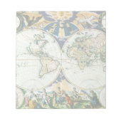 Antiek Oude Wereldkaart door Pieter Goos, 1666 Notitieblok (Voorkant)