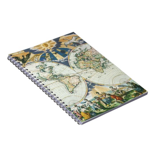  Antiek Oude Wereldkaart door Pieter Goos, 1666 Notitieboek (Rechterzijde)