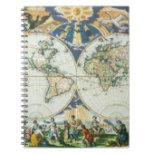  Antiek Oude Wereldkaart door Pieter Goos, 1666 Notitieboek (Voorkant)