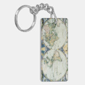  Antiek Oude Wereldkaart door Pieter Goos, 1666 Sleutelhanger (Voorkant Links)