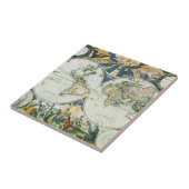  Antiek Oude Wereldkaart door Pieter Goos, 1666 Tegeltje (Zijkant)