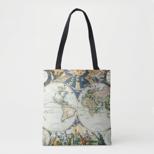  Antiek Oude Wereldkaart door Pieter Goos, 1666 Tote Bag (Voorkant)