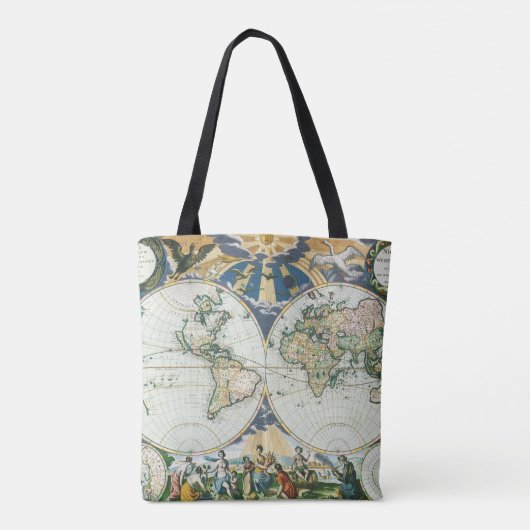  Antiek Oude Wereldkaart door Pieter Goos, 1666 Tote Bag (Achterkant)