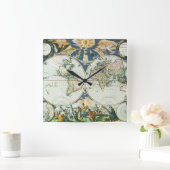  Antiek Oude Wereldkaart door Pieter Goos, 1666 Vierkante Klok (Huis)