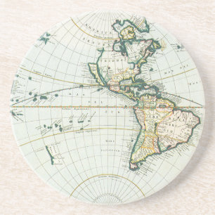  Antiek Oude Wereldkaart door Pieter Goos, 1666 Zandsteen Onderzetter