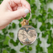 Antiek Oude Wereldkaart Geschiedenis Design Sleute Sleutelhanger (Hand)