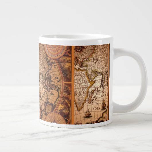 Antiek oude Wereldkaart jumbo soep mok (Rechts)