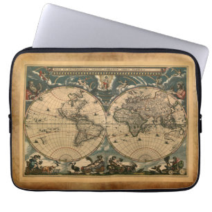 Antiek oude Wereldkaart laptophoes Laptop Sleeve