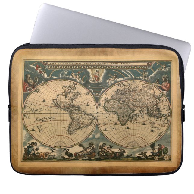 Antiek oude Wereldkaart  laptophoes Laptop Sleeve (Voorkant)