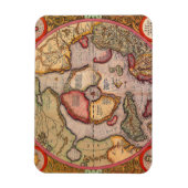 Antiek Oude Wereldkaart, Noordpool, 1595 Magneet (Verticaal)