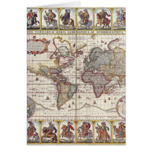 Antiek, oude Wereldkaart, ontwerp met flauwte afd