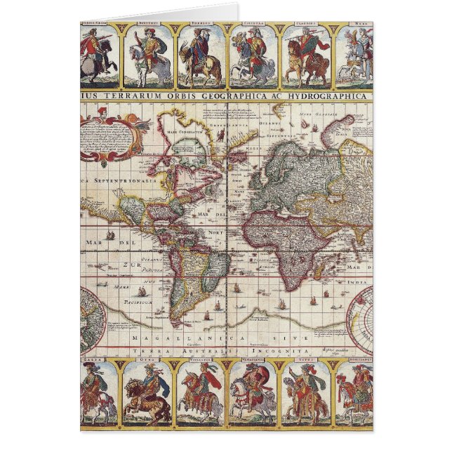  Antiek, oude Wereldkaart, ontwerp met flauwte afd (Voorkant)