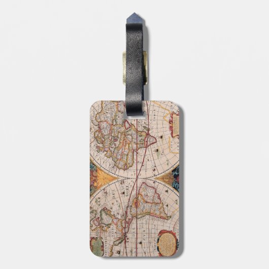 Antiek, oude Wereldkaart, ontwerp met flauwte afd Bagagelabel (Achterkant verticaal)