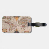 Antiek, oude Wereldkaart, ontwerp met flauwte afd Bagagelabel (Achterkant horizontaal)