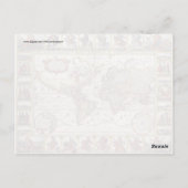  Antiek, oude Wereldkaart, ontwerp met flauwte afd Briefkaart (Achterkant)