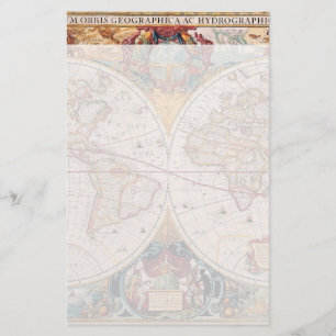 Antiek, oude Wereldkaart, ontwerp met flauwte afd Briefpapier