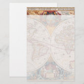  Antiek, oude Wereldkaart, ontwerp met flauwte afd Briefpapier (Voorkant / Achterkant)