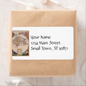  Antiek, oude Wereldkaart, ontwerp met flauwte afd Etiket (Insitu)