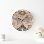  Antiek, oude Wereldkaart, ontwerp met flauwte afd Grote Klok (Huis)