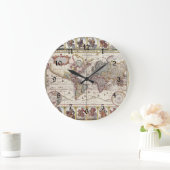  Antiek, oude Wereldkaart, ontwerp met flauwte afd Grote Klok (Huis)