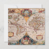  Antiek, oude Wereldkaart, ontwerp met flauwte afd Kaart (Achterkant)