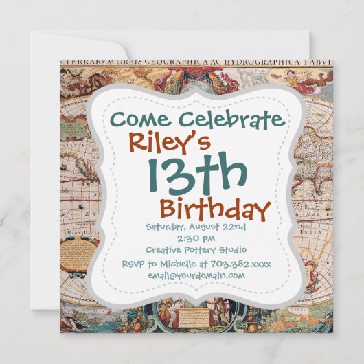  Antiek, oude Wereldkaart, ontwerp met flauwte afd Kaart (Voorkant)