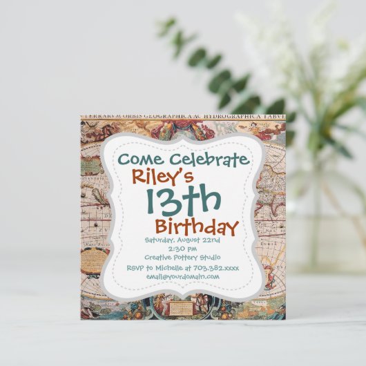 Antiek, oude Wereldkaart, ontwerp met flauwte afd Kaart (Staand voorkant)