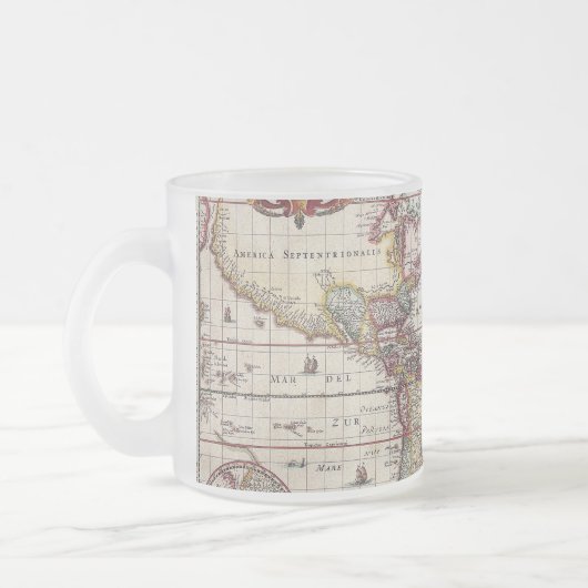  Antiek, oude Wereldkaart, ontwerp met flauwte afd Matglas Koffiemok (Links)