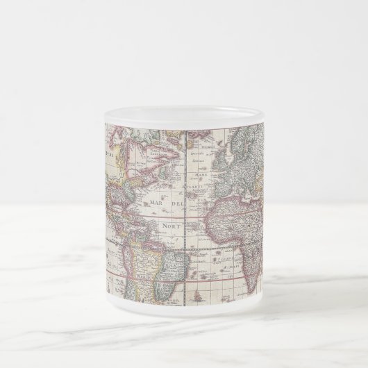  Antiek, oude Wereldkaart, ontwerp met flauwte afd Matglas Koffiemok (Center)