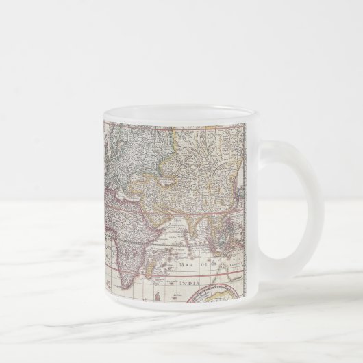  Antiek, oude Wereldkaart, ontwerp met flauwte afd Matglas Koffiemok (Rechts)