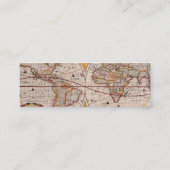  Antiek, oude Wereldkaart, ontwerp met flauwte afd Mini Visitekaartje (Achterkant)