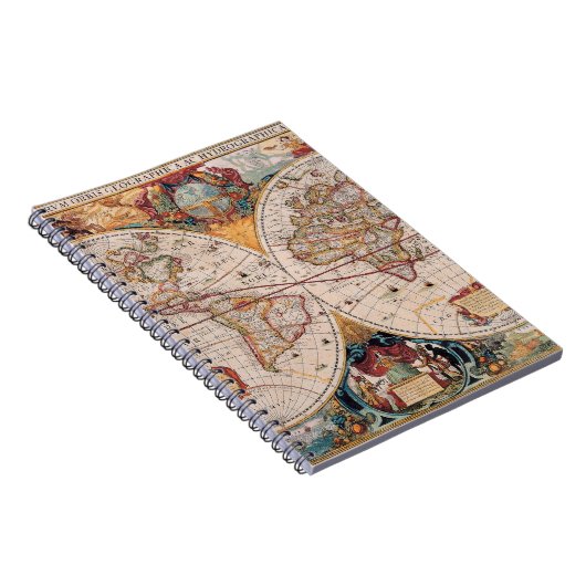  Antiek, oude Wereldkaart, ontwerp met flauwte afd Notitieboek (Rechterzijde)