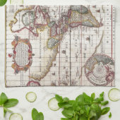 Antiek, oude Wereldkaart, ontwerp met flauwte afd Theedoek (Gevouwen)