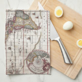 Antiek, oude Wereldkaart, ontwerp met flauwte afd Theedoek (Quarter Fold)