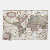 Antiek, oude Wereldkaart, ontwerp met flauwte afd Theedoek (Horizontaal)