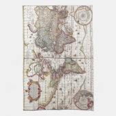 Antiek, oude Wereldkaart, ontwerp met flauwte afd Theedoek (Verticaal)