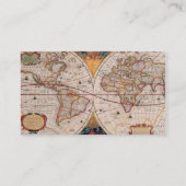  Antiek, oude Wereldkaart, ontwerp met flauwte afd Visitekaartje (Achterkant)