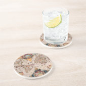 Antiek, oude Wereldkaart, ontwerp met flauwte afd Zandsteen Onderzetter (Zijkant)