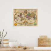 Antiek oude Wereldkaart Poster (Keuken)